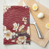 Elegantes Cherry Blossom Nahtloses Muster (17) Geschirrtuch (Viertel Falte)