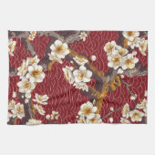 Elegantes Cherry Blossom Nahtloses Muster (17) Geschirrtuch (Horizontal)