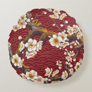 Elegantes Cherry Blossom Nahtloses Muster (17) Rundes Kissen