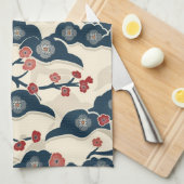 Elegantes Cherry Blossom Nahtloses Muster (2) Geschirrtuch (Viertel Falte)