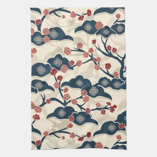 Elegantes Cherry Blossom Nahtloses Muster (2) Geschirrtuch (Vertikal)