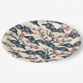 Elegantes Cherry Blossom Nahtloses Muster (2) Pappteller (Schrägansicht)