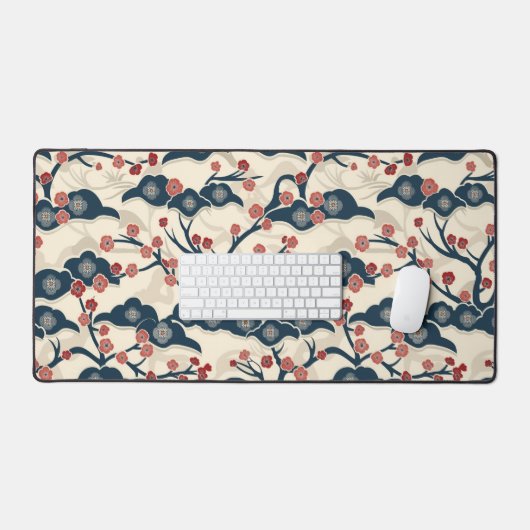 Elegantes Cherry Blossom Nahtloses Muster (2) Schreibtischunterlage (Tastatur & Maus)