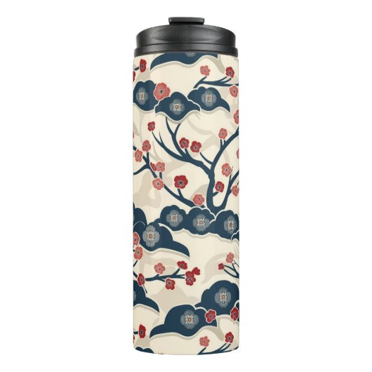 Elegantes Cherry Blossom Nahtloses Muster (2) Thermosbecher (Vorderseite)