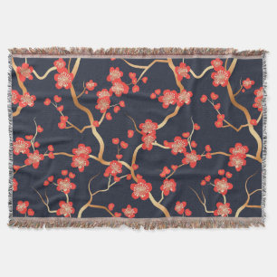 Elegantes Cherry Blossom Nahtloses Muster (3) Decke