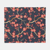 Elegantes Cherry Blossom Nahtloses Muster (3) Fleecedecke (Vorderseite (Horizontal))