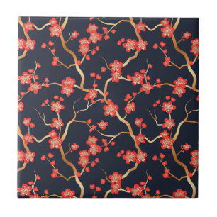 Elegantes Cherry Blossom Nahtloses Muster (3) Fliese