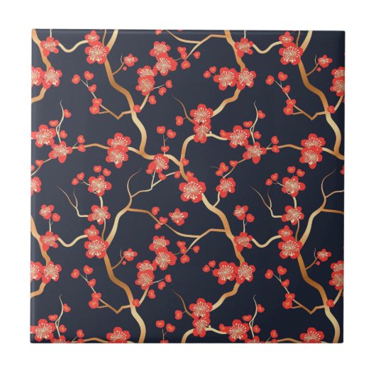 Elegantes Cherry Blossom Nahtloses Muster (3) Fliese (Vorderseite)