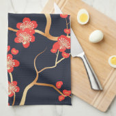 Elegantes Cherry Blossom Nahtloses Muster (3) Geschirrtuch (Viertel Falte)