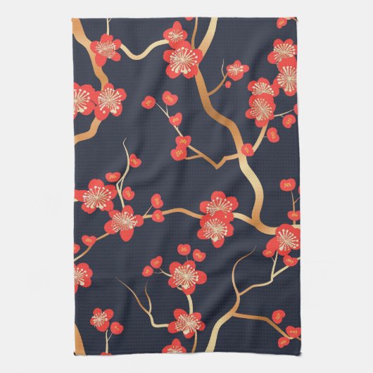Elegantes Cherry Blossom Nahtloses Muster (3) Geschirrtuch (Vertikal)