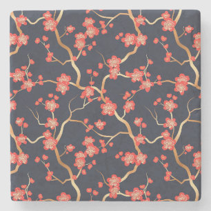 Elegantes Cherry Blossom Nahtloses Muster (3) Steinuntersetzer