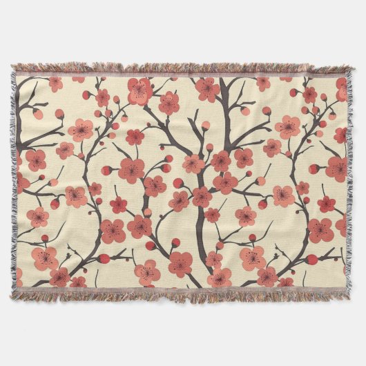 Elegantes Cherry Blossom Nahtloses Muster (4) Decke (Vorderseite)