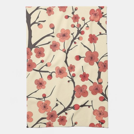 Elegantes Cherry Blossom Nahtloses Muster (4) Geschirrtuch (Vertikal)
