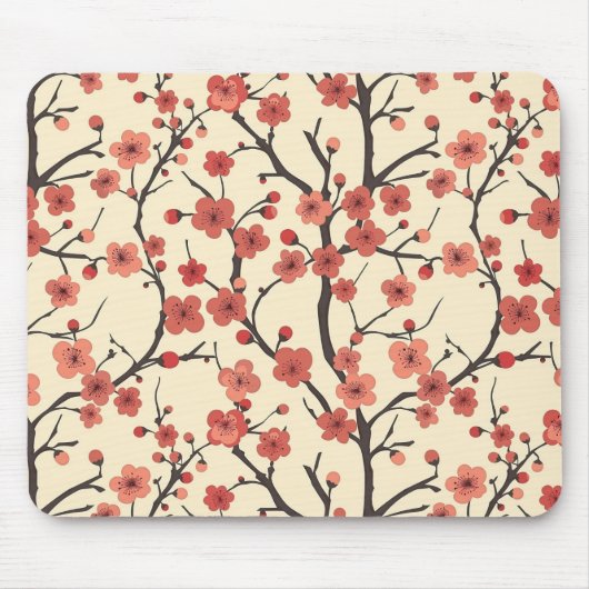 Elegantes Cherry Blossom Nahtloses Muster (4) Mousepad (Vorne)