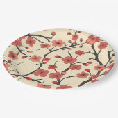 Elegantes Cherry Blossom Nahtloses Muster (4) Pappteller (Schrägansicht)