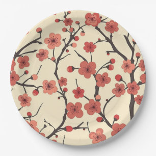 Elegantes Cherry Blossom Nahtloses Muster (4) Pappteller