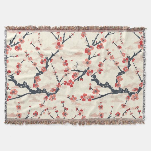 Elegantes Cherry Blossom Nahtloses Muster (5) Decke (Vorderseite)