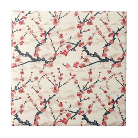 Elegantes Cherry Blossom Nahtloses Muster (5) Fliese (Vorderseite)