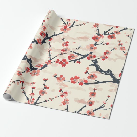 Elegantes Cherry Blossom Nahtloses Muster (5) Geschenkpapier (Ungerollt)