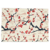 Elegantes Cherry Blossom Nahtloses Muster (5) Große Geschenktüte (Rückseite)