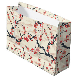 Elegantes Cherry Blossom Nahtloses Muster (5) Große Geschenktüte