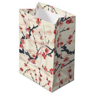 Elegantes Cherry Blossom Nahtloses Muster (5) Mittlere Geschenktüte