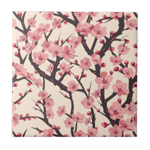 Elegantes Cherry Blossom Nahtloses Muster (6) Fliese