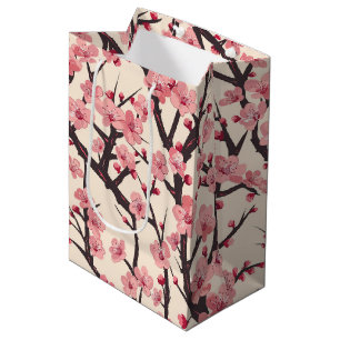 Elegantes Cherry Blossom Nahtloses Muster (6) Mittlere Geschenktüte