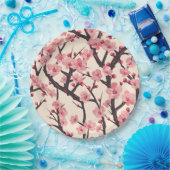 Elegantes Cherry Blossom Nahtloses Muster (6) Pappteller (Party)