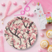 Elegantes Cherry Blossom Nahtloses Muster (6) Pappteller (Party)