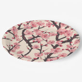 Elegantes Cherry Blossom Nahtloses Muster (6) Pappteller (Schrägansicht)