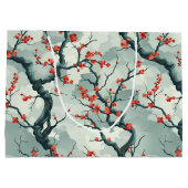 Elegantes Cherry Blossom Nahtloses Muster (7) Große Geschenktüte (Rückseite)