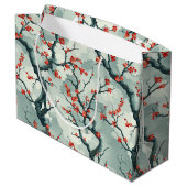 Elegantes Cherry Blossom Nahtloses Muster (7) Große Geschenktüte (Rückseite Schrägansicht)