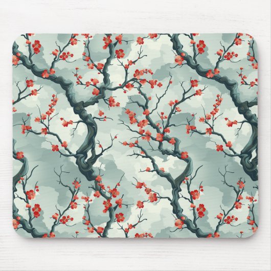 Elegantes Cherry Blossom Nahtloses Muster (7) Mousepad (Vorne)