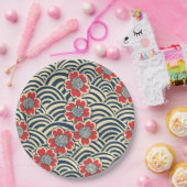 Elegantes Cherry Blossom Nahtloses Muster (8) Pappteller (Party)