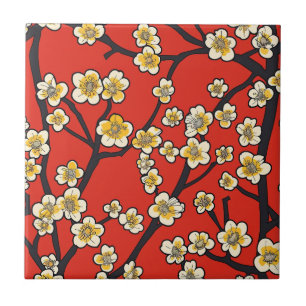 Elegantes Cherry Blossom Nahtloses Muster (9) Fliese