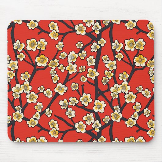 Elegantes Cherry Blossom Nahtloses Muster (9) Mousepad (Vorne)