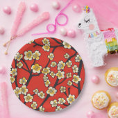 Elegantes Cherry Blossom Nahtloses Muster (9) Pappteller (Party)