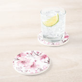 Elegantes Cherry Blossom Wasserfarbenes Muster Getränkeuntersetzer (Seite)