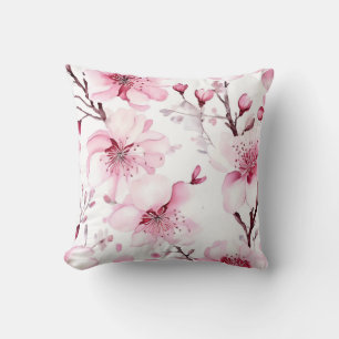 Elegantes Cherry Blossom Wasserfarbenes Muster Kissen