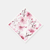 Elegantes Cherry Blossom Wasserfarbenes Muster Serviette (Ecke)