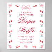 Elegantes Cherry Floral Diaper Raffle Poster (Vorne)