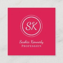 Elegantes Cherry Red Script Beruflich Monogram Quadratische Visitenkarte