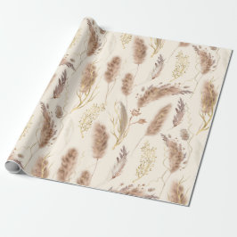 Elegantes Chic Beige Golden Pampas Grass Muster Geschenkpapier