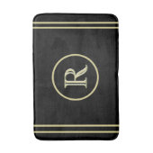 Elegantes Chic Black and Gold Custom Monogram Badematte (Vorderseite Vertikal)