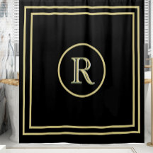 Elegantes Chic Black and Gold Custom Monogram