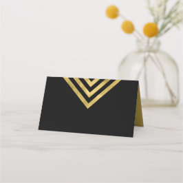 Elegantes Chic Black and Imitats Gold Geometric Platzkarte