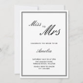 Elegantes Chic Black and White Script Brautparty Einladung (Vorderseite)