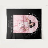 Elegantes Chic Black Classica Quinceñera Foto Wandteppich (Vorderseite (Horizontal))