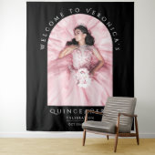 Elegantes Chic Black Classica Quinceñera Foto Wandteppich (Beispiel)